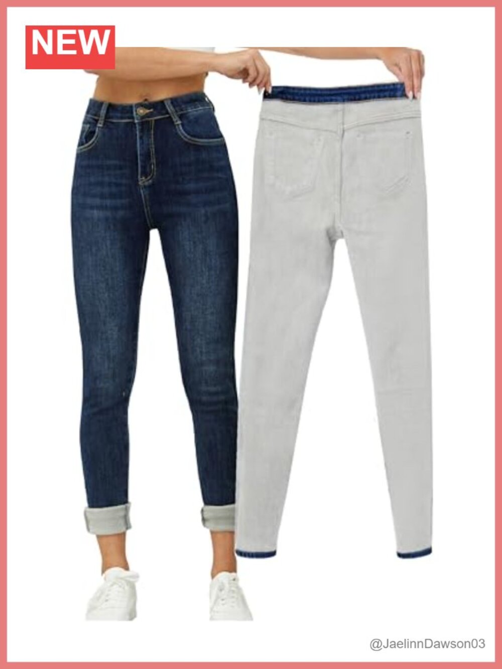 Women's Fleece Lined Thermal Jeans High Waist Skinny Winter Denim